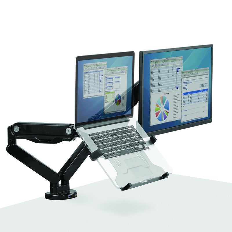 Fellowes 8044101 Adjustable Laptop Stand for Desk with Dual Monitor Arm, 17 Inch Monitor Capacity - Image 4